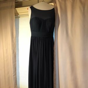 Navy Bill Levkoff bridesmaid dress
